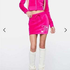 NWT! Juicy Couture Hot Pink Velour Mini Skirt size Small